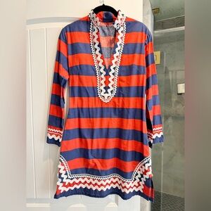 Sail to Sable navy red long sleeve classic tunic white grosgrain ric-rac Size 0